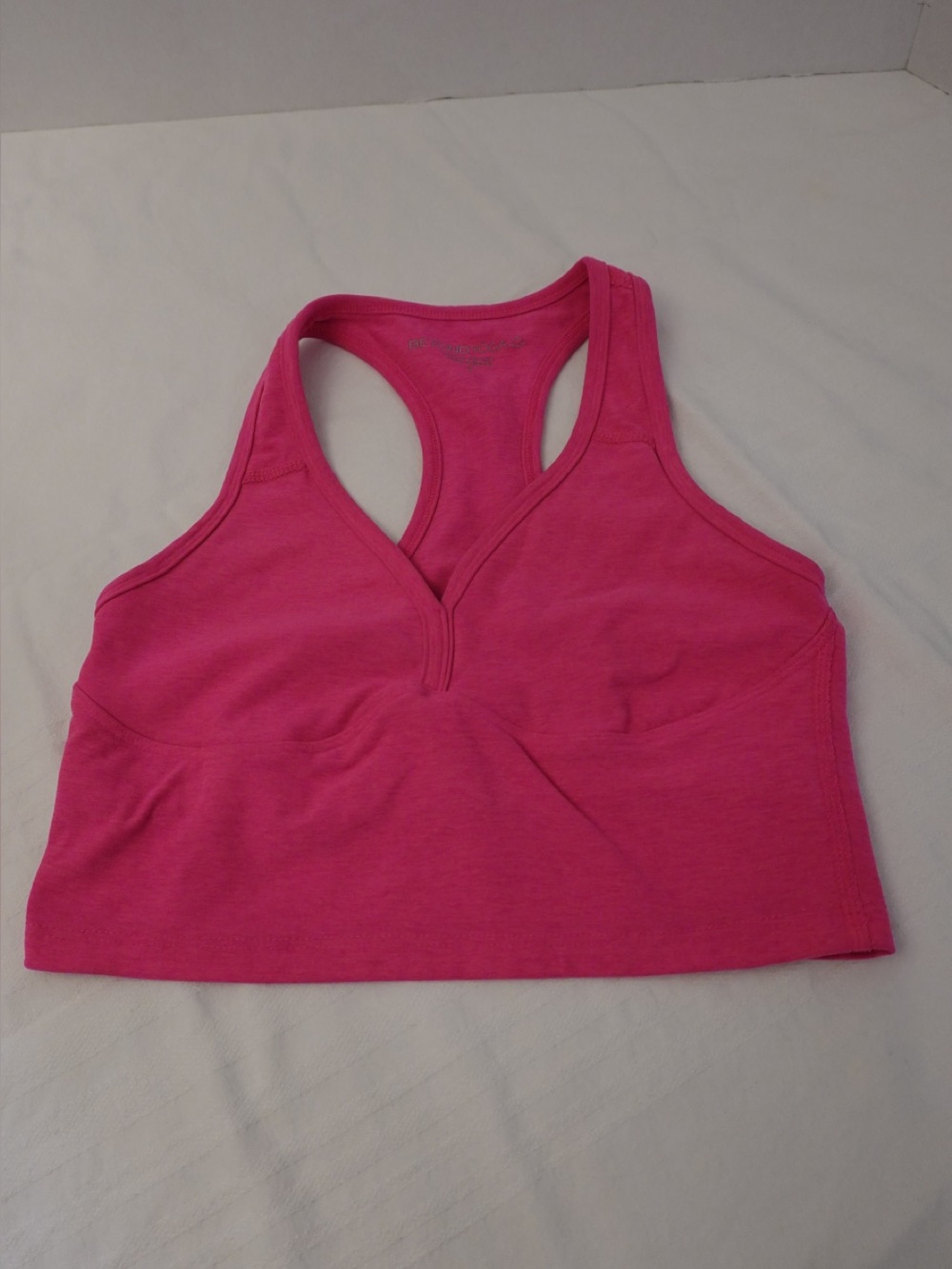 Beyond Yoga Lift Your Spirits Pink Glow Heather Racerback Sports Bralette